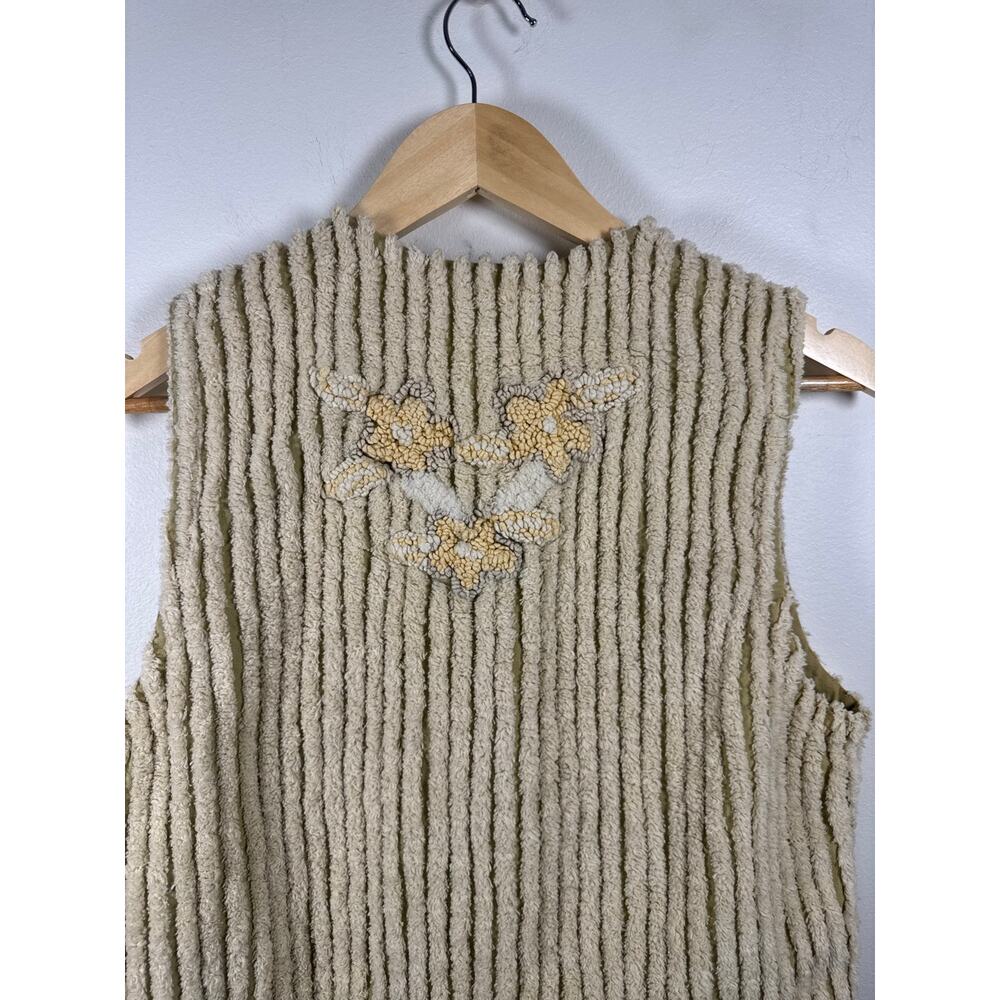Sandy Starkman Vintage Chenille Floral Embroidered Cotton Vest - Picture 7 of 8